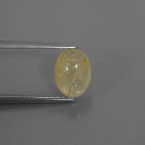 1.60 ct Yellow Rutile Quartz Gemstone, Rutile Quartz Gem in Oval Cabochon Shape for Sale.