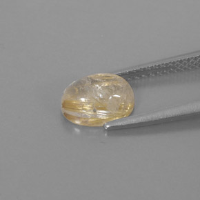Rutile Quartz Gemstone in 8.4 x 6.3 mm Size for Sale, Rutile Quartz Stone in Colorless Golden Color
