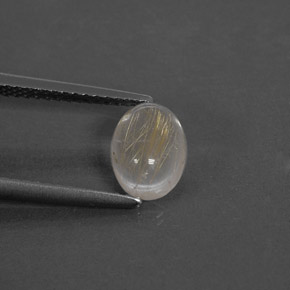 1.35 ct Yellow Rutile Quartz Gemstone, Rutile Quartz Gem in Oval Cabochon Shape for Sale.