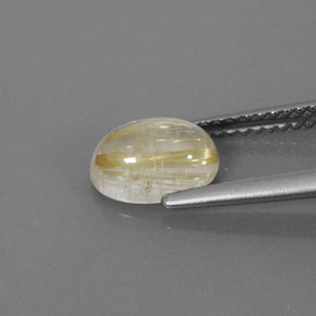 Rutile Quartz Gemstone in 8.4 x 6.2 mm Size for Sale, Rutile Quartz Stone in Colorless Golden Color