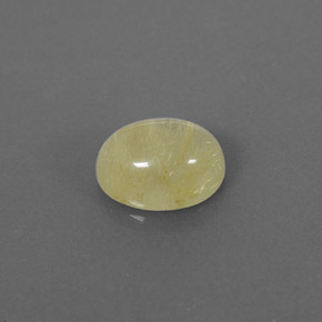 1.58 ct Yellow Rutile Quartz Gemstone, Rutile Quartz Gem in Oval Cabochon Shape for Sale.