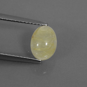 1.58 ct Yellow Rutile Quartz Stone, Natural Rutile Quartz in Oval Cabochon Shape for Sale