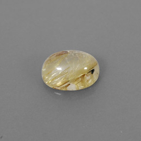 1.65 ct Yellow Rutile Quartz Gemstone, Rutile Quartz Gem in Oval Cabochon Shape for Sale.