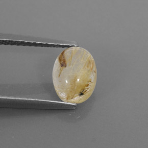 1.65 ct Yellow Rutile Quartz Stone, Natural Rutile Quartz in Oval Cabochon Shape for Sale