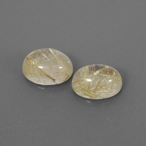 3.09 ct Yellow Rutile Quartz Gemstone, Rutile Quartz Gem in Oval Cabochon Shape for Sale.