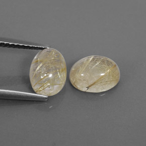 3.09 ct Yellow Rutile Quartz Stone, Natural Rutile Quartz in Oval Cabochon Shape for Sale
