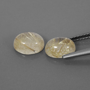 Rutile Quartz Gemstone in 8.2 x 6.5 mm Size for Sale, Rutile Quartz Stone in Colorless Golden Color