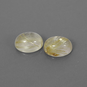 2.77 ct Yellow Rutile Quartz Gemstone, Rutile Quartz Gem in Oval Cabochon Shape for Sale.
