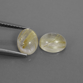 2.77 ct Yellow Rutile Quartz Stone, Natural Rutile Quartz in Oval Cabochon Shape for Sale