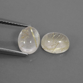 3.33 ct Yellow Rutile Quartz Stone, Natural Rutile Quartz in Oval Cabochon Shape for Sale