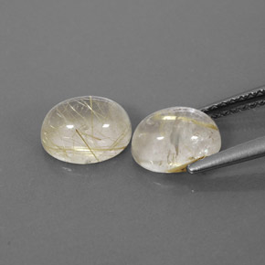 Rutile Quartz Gemstone in 8 x 6.3 mm Size for Sale, Rutile Quartz Stone in Colorless Golden Color