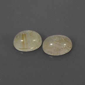 3.09 ct Yellow Rutile Quartz Gemstone, Rutile Quartz Gem in Oval Cabochon Shape for Sale.
