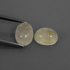3.09 ct Yellow Rutile Quartz Stone, Natural Rutile Quartz in Oval Cabochon Shape for Sale