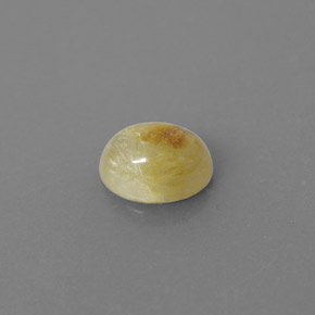 1.46 ct Yellow Rutile Quartz Gemstone, Rutile Quartz Gem in Oval Cabochon Shape for Sale.