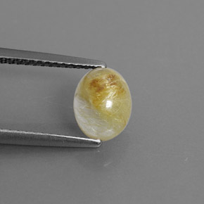 1.46 ct Yellow Rutile Quartz Stone, Natural Rutile Quartz in Oval Cabochon Shape for Sale