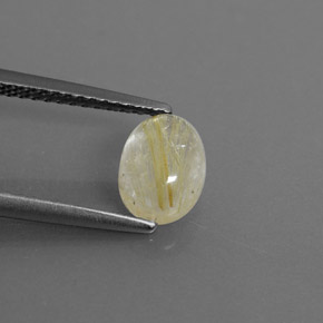 1.40 ct Yellow Rutile Quartz Stone, Natural Rutile Quartz in Oval Cabochon Shape for Sale