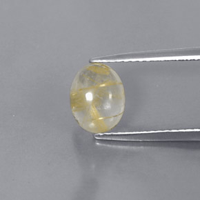 1.51 ct Yellow Rutile Quartz Stone, Natural Rutile Quartz in Oval Cabochon Shape for Sale