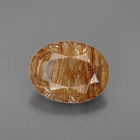 4.93 ct Yellow Rutile Quartz Gemstone, Rutile Quartz Gem in Oval Facet Shape for Sale.