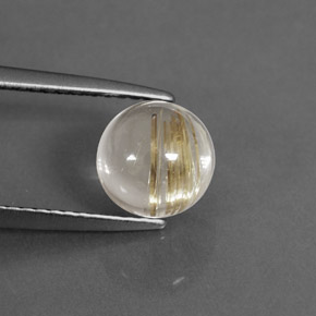 1.99 ct Yellow Rutile Quartz Stone, Natural Rutile Quartz in Round Cabochon Shape for Sale