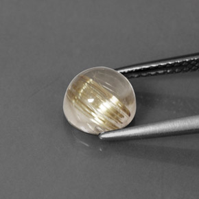Rutile Quartz Gemstone in 7.3 mm Size for Sale, Rutile Quartz Stone in Colorless Golden Color