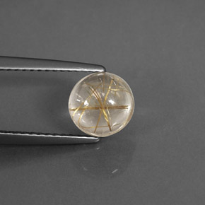 1.78 ct Yellow Rutile Quartz Stone, Natural Rutile Quartz in Round Cabochon Shape for Sale