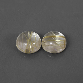 2.94 ct Yellow Rutile Quartz Gemstone, Rutile Quartz Gem in Round Cabochon Shape for Sale.