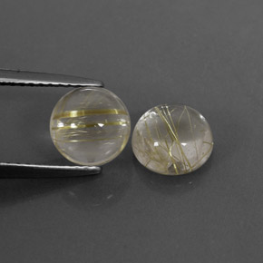 2.94 ct Yellow Rutile Quartz Stone, Natural Rutile Quartz in Round Cabochon Shape for Sale