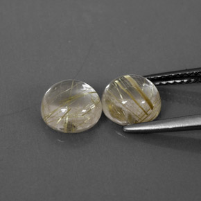 Rutile Quartz Gemstone in 7 mm (calibrated) Size for Sale, Rutile Quartz Stone in Colorless Golden Color
