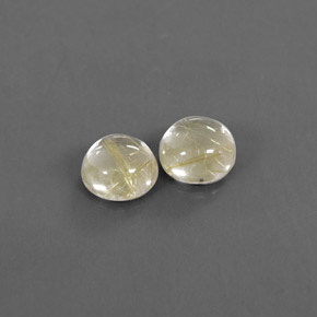 4.40 ct Yellow Rutile Quartz Gemstone, Rutile Quartz Gem in Round Cabochon Shape for Sale.