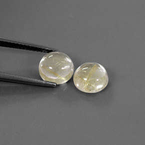 4.40 ct Yellow Rutile Quartz Stone, Natural Rutile Quartz in Round Cabochon Shape for Sale