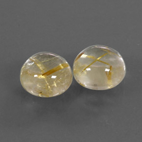 3.19 ct Yellow Rutile Quartz Gemstone, Rutile Quartz Gem in Round Cabochon Shape for Sale.