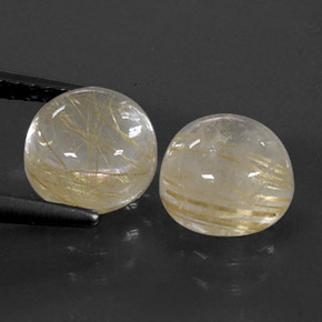 3.55 ct Yellow Rutile Quartz Stone, Natural Rutile Quartz in Round Cabochon Shape for Sale