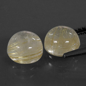 Rutile Quartz Gemstone in 7 mm (calibrated) Size for Sale, Rutile Quartz Stone in Colorless Golden Color