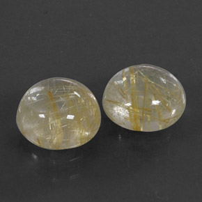 2.70 ct Yellow Rutile Quartz Gemstone, Rutile Quartz Gem in Round Cabochon Shape for Sale.