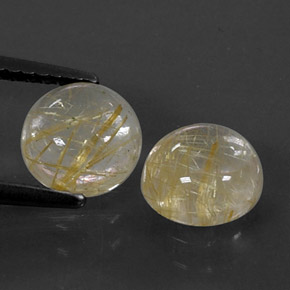 2.70 ct Yellow Rutile Quartz Stone, Natural Rutile Quartz in Round Cabochon Shape for Sale