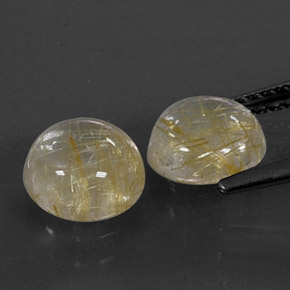 Rutile Quartz Gemstone in 7 mm (calibrated) Size for Sale, Rutile Quartz Stone in Colorless Golden Color