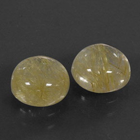 3.05 ct Yellow Rutile Quartz Gemstone, Rutile Quartz Gem in Round Cabochon Shape for Sale.