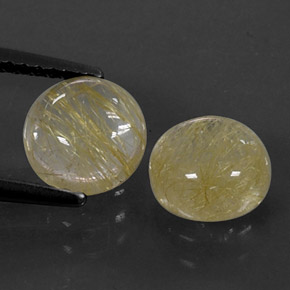 3.05 ct Yellow Rutile Quartz Stone, Natural Rutile Quartz in Round Cabochon Shape for Sale