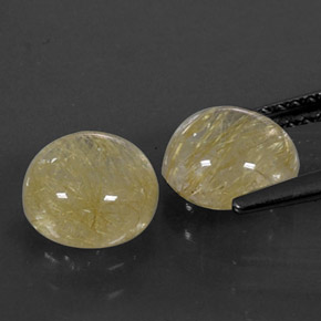 Rutile Quartz Gemstone in 7 mm (calibrated) Size for Sale, Rutile Quartz Stone in Colorless Golden Color