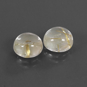 4.57 ct Yellow Rutile Quartz Gemstone, Rutile Quartz Gem in Round Cabochon Shape for Sale.