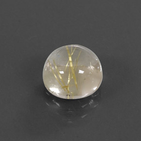 2.57 ct Yellow Rutile Quartz Gemstone, Rutile Quartz Gem in Round Cabochon Shape for Sale.