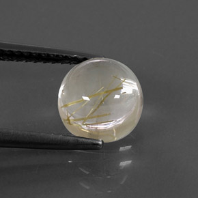 2.57 ct Yellow Rutile Quartz Stone, Natural Rutile Quartz in Round Cabochon Shape for Sale
