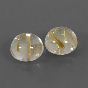 3.02 ct Yellow Rutile Quartz Gemstone, Rutile Quartz Gem in Round Cabochon Shape for Sale.