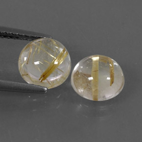 3.02 ct Yellow Rutile Quartz Stone, Natural Rutile Quartz in Round Cabochon Shape for Sale
