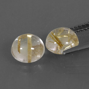 Rutile Quartz Gemstone in 7 mm (calibrated) Size for Sale, Rutile Quartz Stone in Colorless Golden Color
