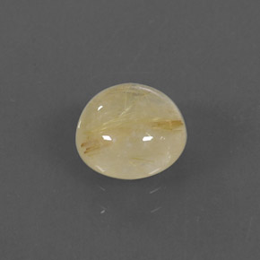 2.10 ct Yellow Rutile Quartz Gemstone, Rutile Quartz Gem in Round Cabochon Shape for Sale.
