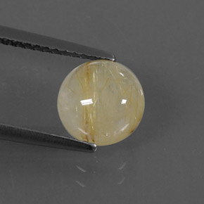 2.10 ct Yellow Rutile Quartz Stone, Natural Rutile Quartz in Round Cabochon Shape for Sale