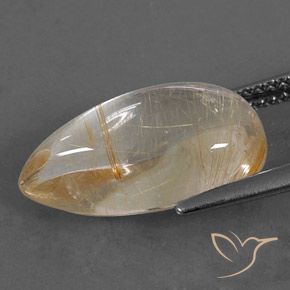 Rutile Quartz Gemstone in 16.4 x 9 mm Size for Sale, Rutile Quartz Stone in Very Light Golden-Brown Color