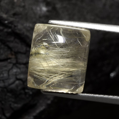 Tuscany Yellow Rutile Quartz Gem - 8.9ct Baguette Cabochon (ID: 306195)