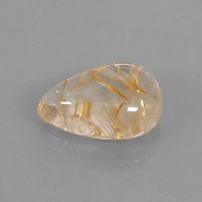 7.12 ct Yellow Rutile Quartz Gemstone, Rutile Quartz Gem in Pear Cabochon Shape for Sale.